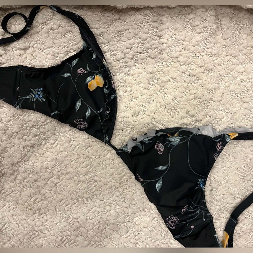 black floral bikini top